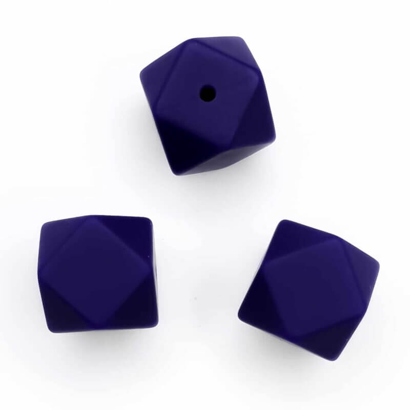 Silicone beads hexagon 14 mm midnight blue