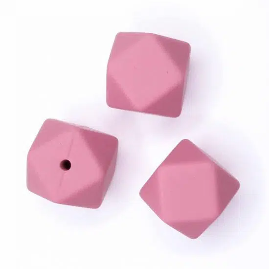 Siliconen kralen hexagon framboos 17 mm