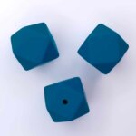 Siliconen kralen teal blauw hexagon 17 mm