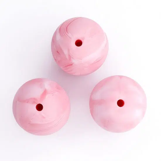 Siliconen kralen marmer diep roze 20 mm