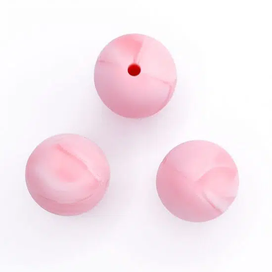Siliconen kralen 16 mm marmer diep roze