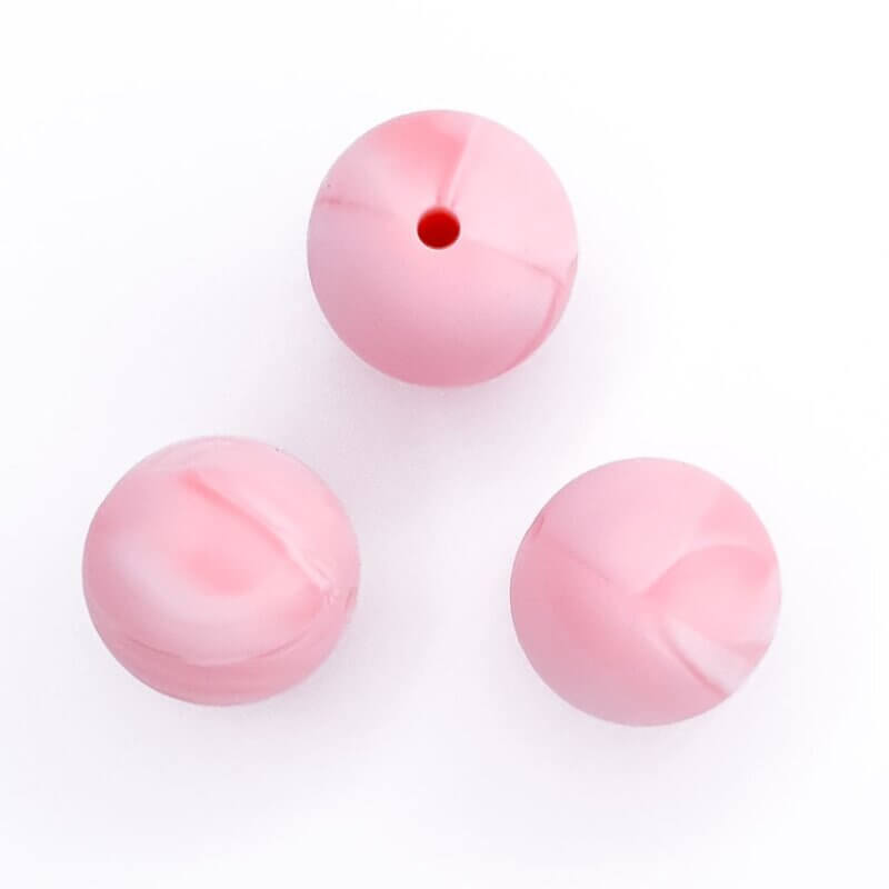 Perles de silicone 16 mm marbre rose foncé