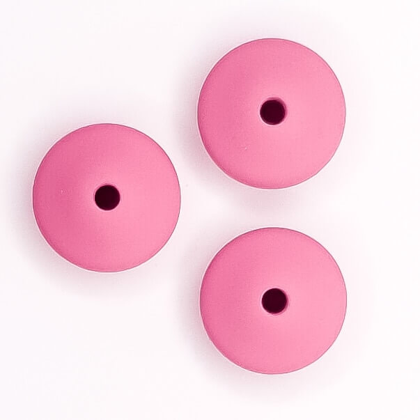 Perles de silicone ovales/disques 15 mm rose poudré