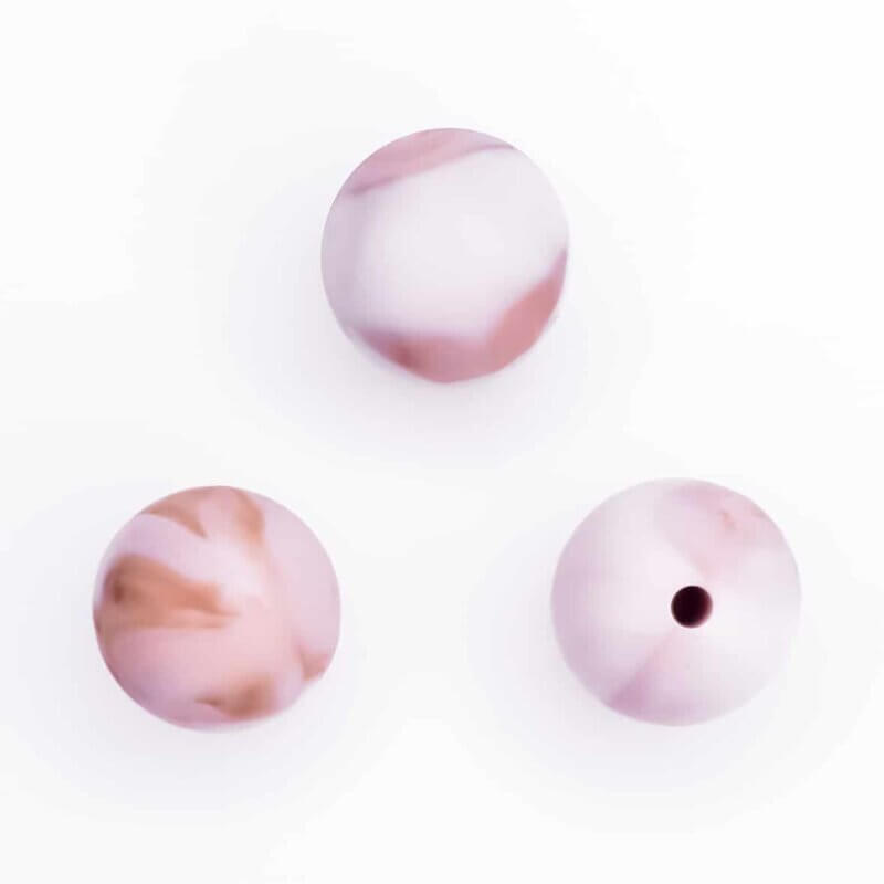 Silicone beads 16 mm marble terracotta