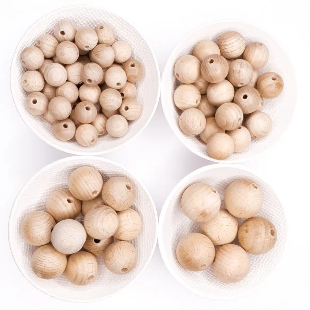 Beukenhouten kralen assortiment rond bijtspeelgoed bijtring speenkoord