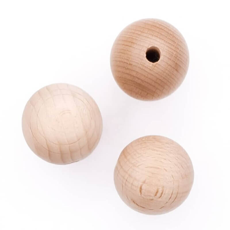 Beech wood bead 20 mm polished baby toys teething ring pacifier cord pram string