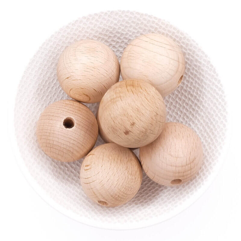 Beech wood bead 30 mm