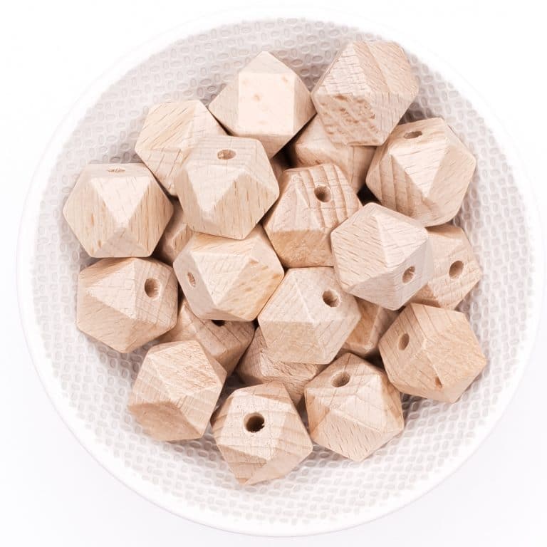 Beech wood bead hexagon 16 mm baby teething ring