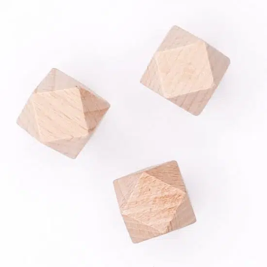 Beukenhout kraal hexagon 20 mm baby bijtspeelgoed NEN CE veilig baby bijtring wagenspanner speenkoord