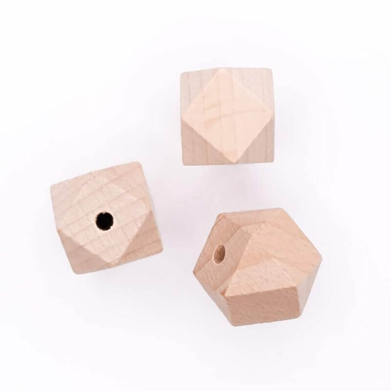 Beech wood beads 16 mm hexagon teething toy CE NEN certification safe baby stroller teething ring