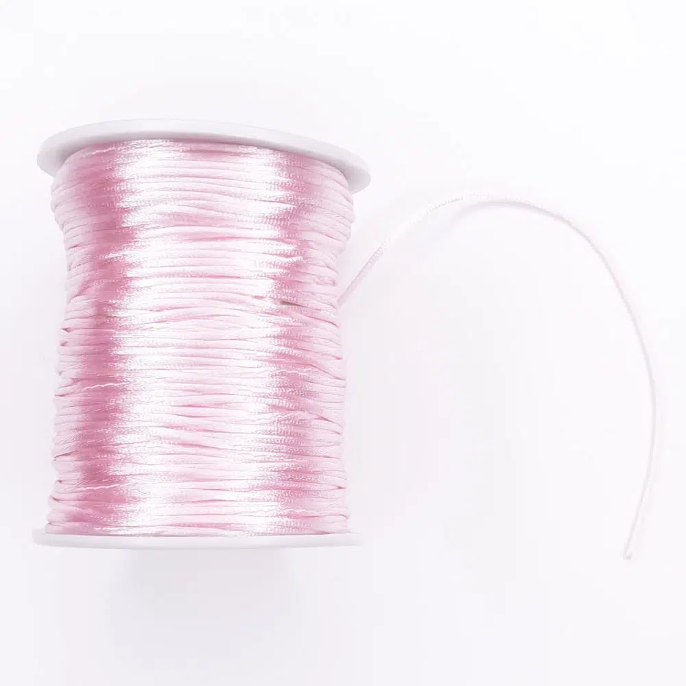 Satijnkoord 1,5 mm licht roze speenkoord bijtring wagenspanner