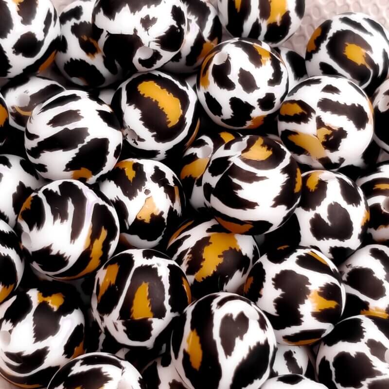 Silikonperlen Schnee Leopard Druck bpa frei ce zertifiziert Tierdruck