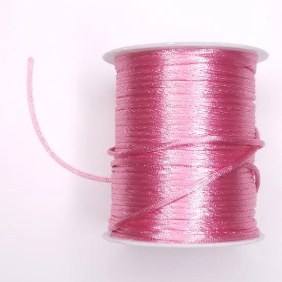 Satijnkoord 2 mm roze bijtring speenkoord wagenspanner sleutelhanger wagenhanger