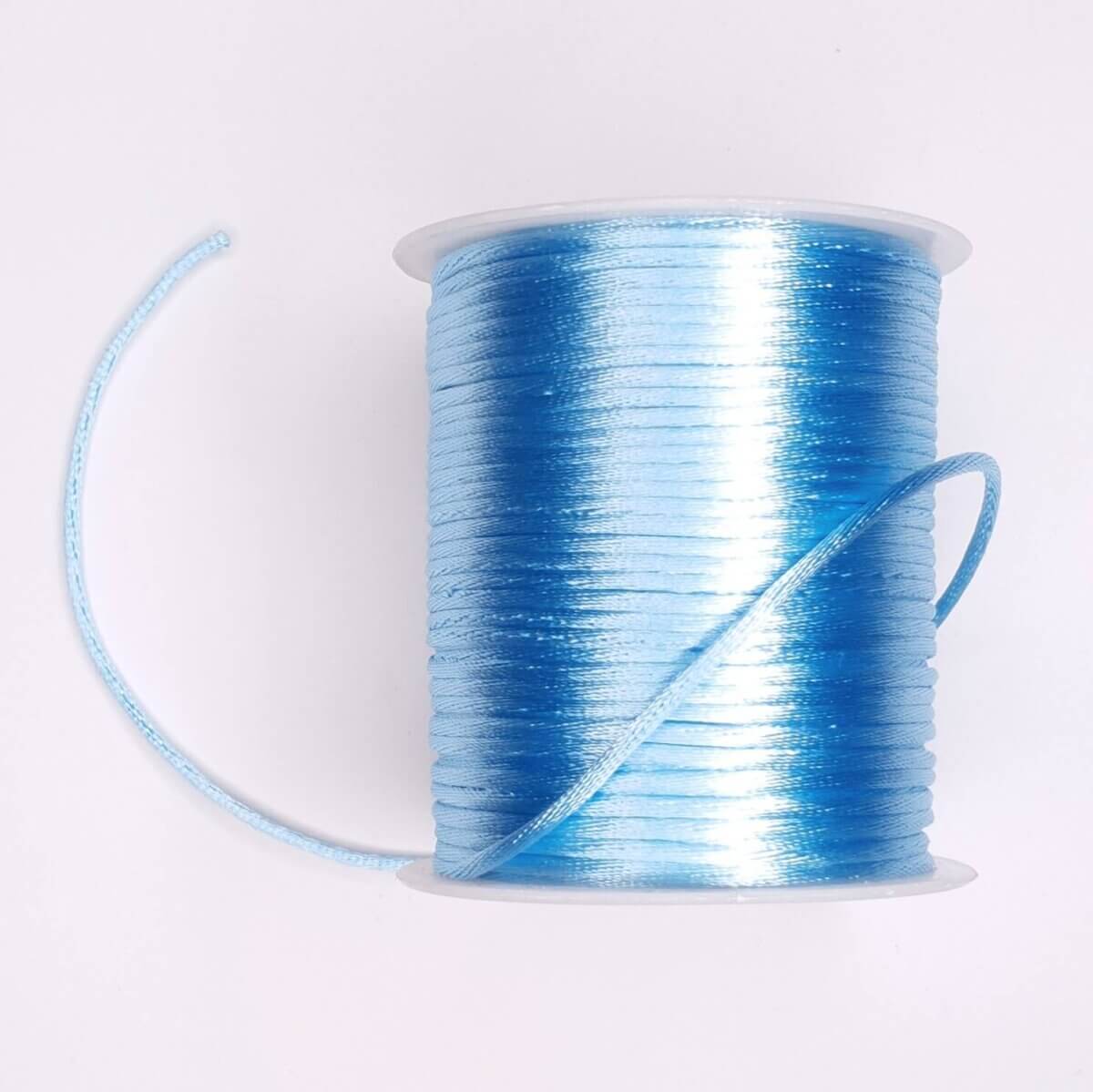 Satin cord 2 mm light blue teething ring pacifier lanyard pram pusher keychain car hanger