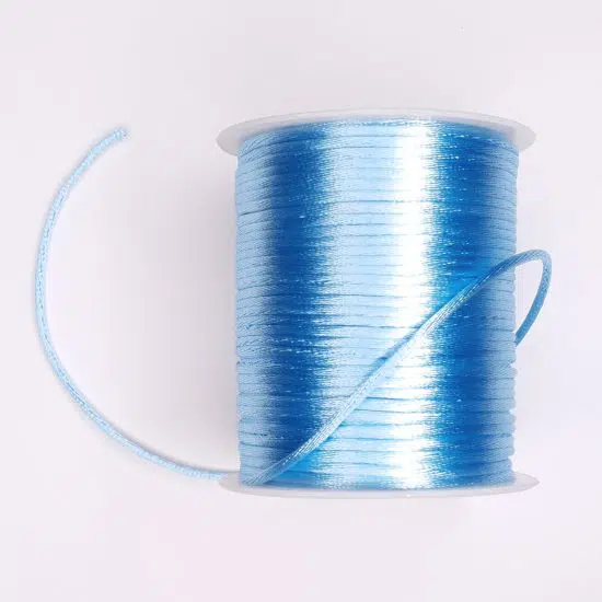 Satijnkoord 2 mm licht blauw bijtring speenkoord wagenspanner sleutelhanger wagenhanger
