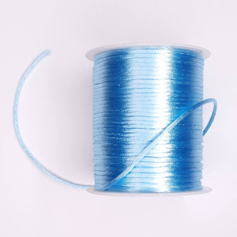 Satin cord 2 mm light blue teething ring pacifier lanyard pram pusher keychain car hanger