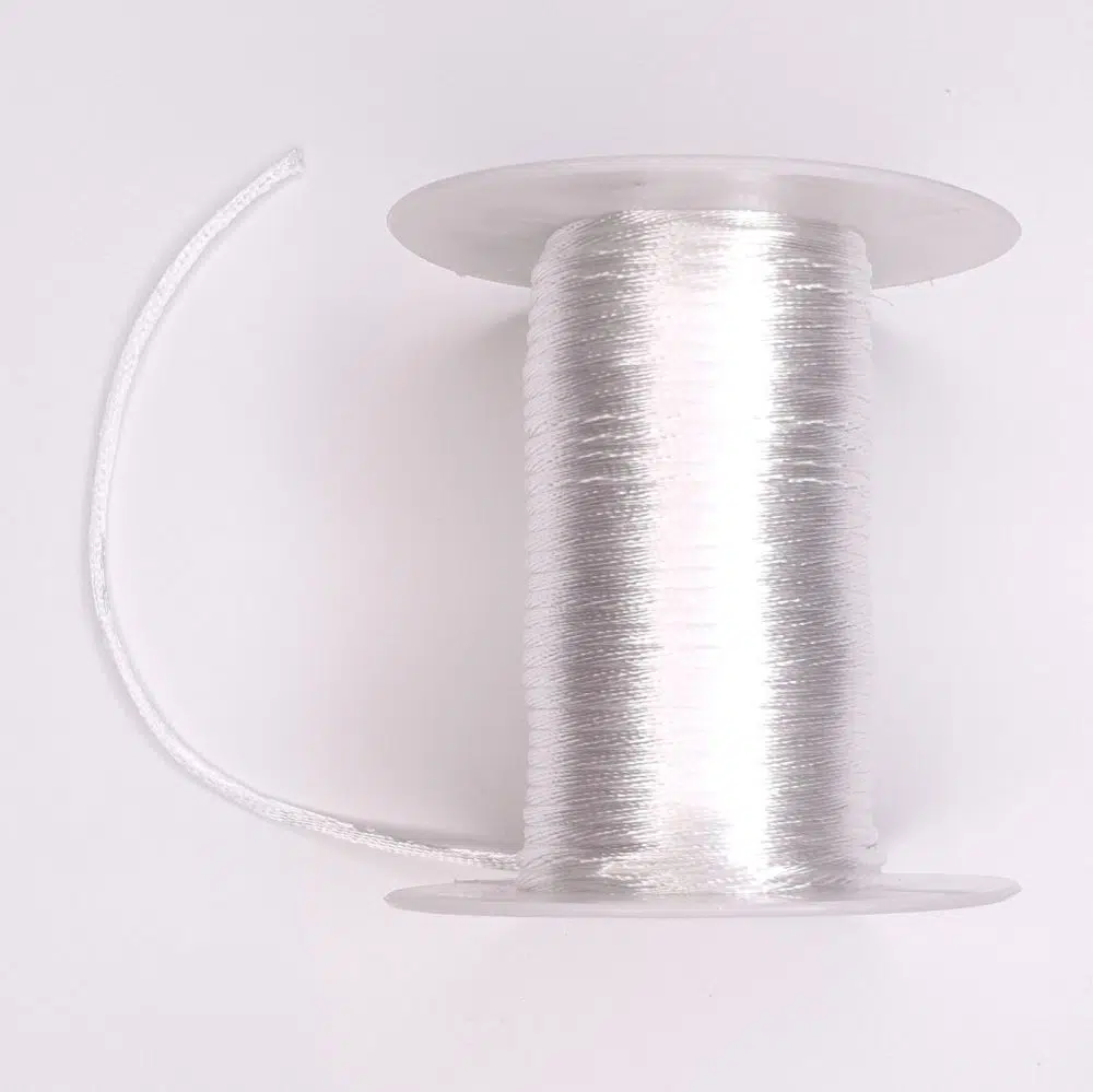 Satijnkoord 2 mm wit bijtring speenkoord wagenspanner sleutelhanger wagenhanger