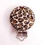 Silicone Pacifier Clip leopard beige / brown leopard beads bpa free