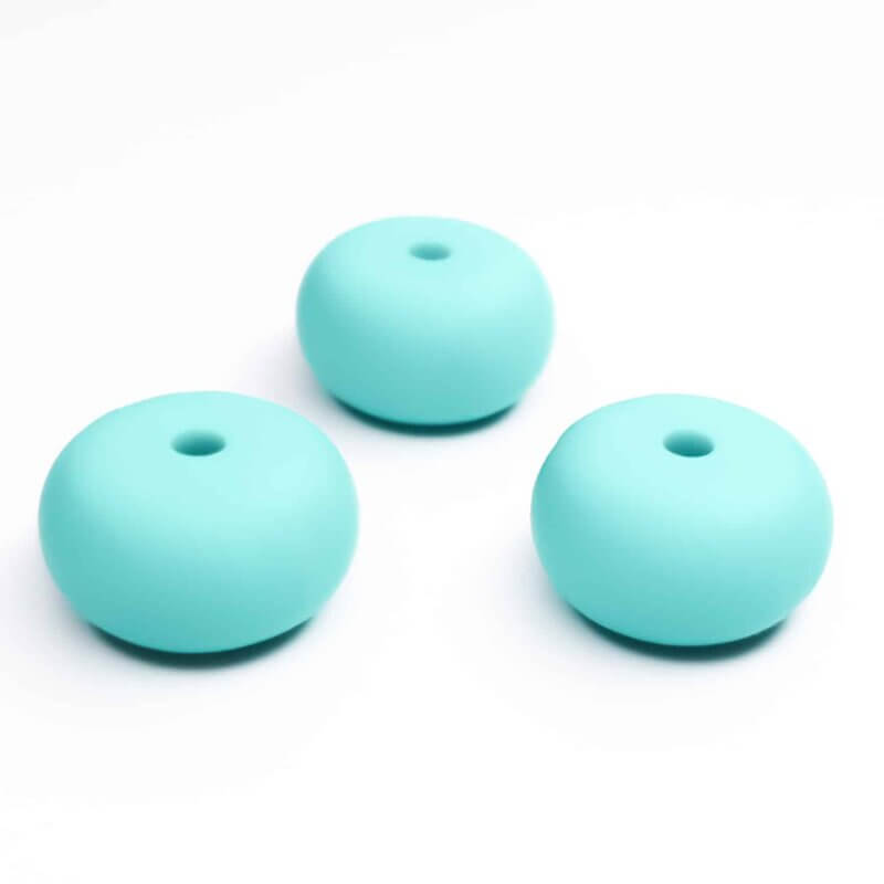 Silicone bead oval turquoise blue bpa free pacifier cord pram string teething ring