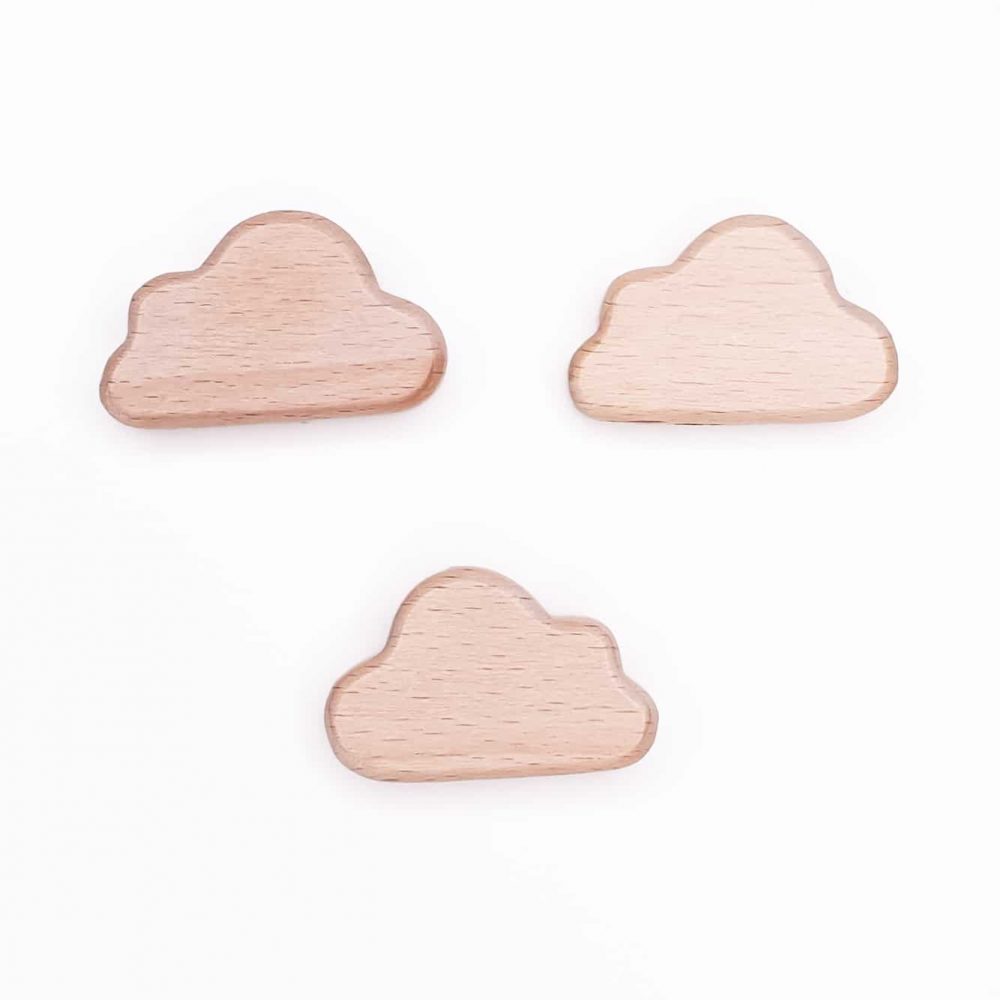 Houten kralen wolk mini bijtfiguur wolk