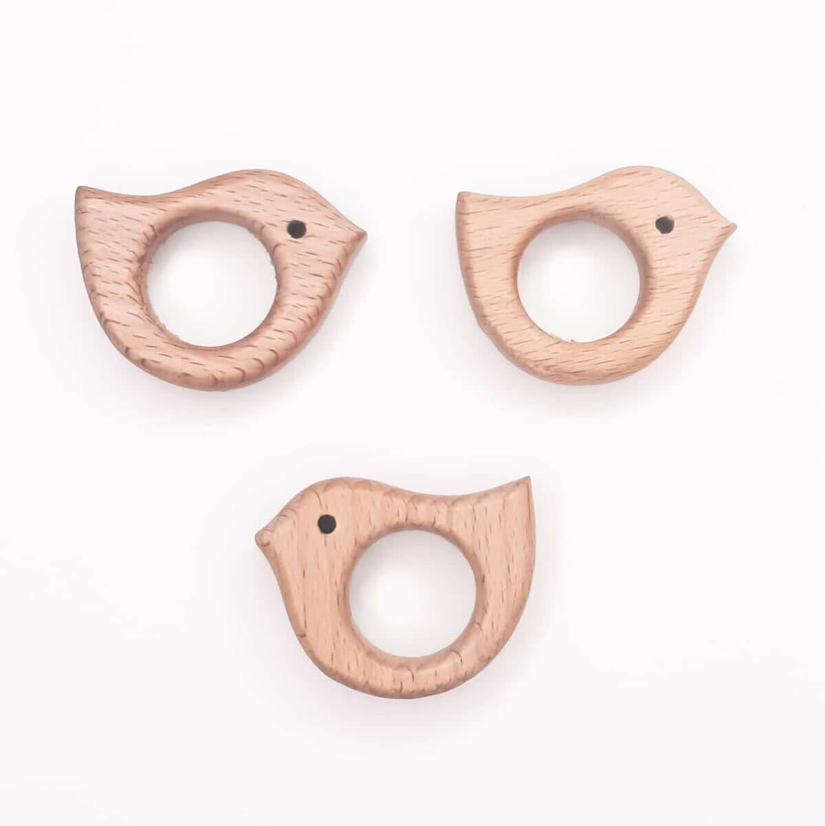 Holzperle Mini-Beißring Vogelperle mit Löchern