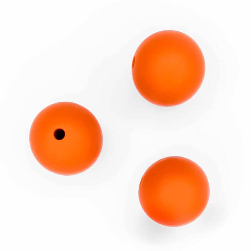 Perles de silicone 15 mm orange sans bpa