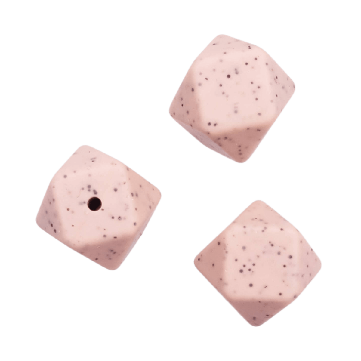 Siliconen kralen perzik nude spikkel bpa vrij hexagon