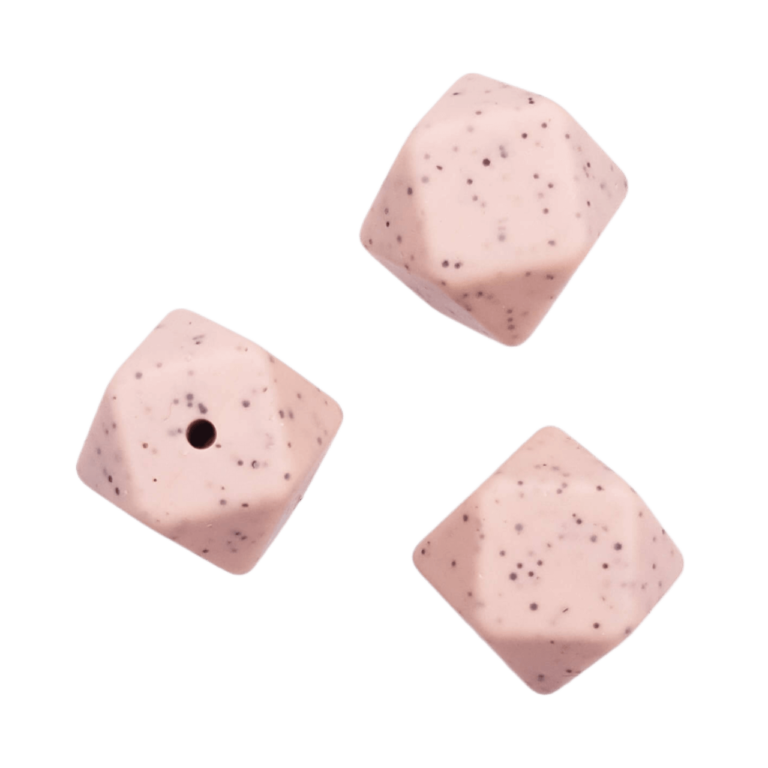 Siliconen kralen perzik nude spikkel bpa vrij hexagon