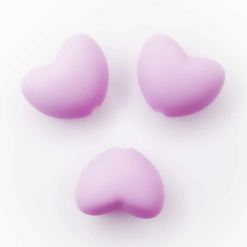 Silicone bead heart bpa free powder lilac