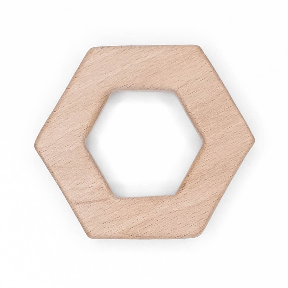 Anneau de dentition en bois hexagonal en bois de hêtre sécurité enfant