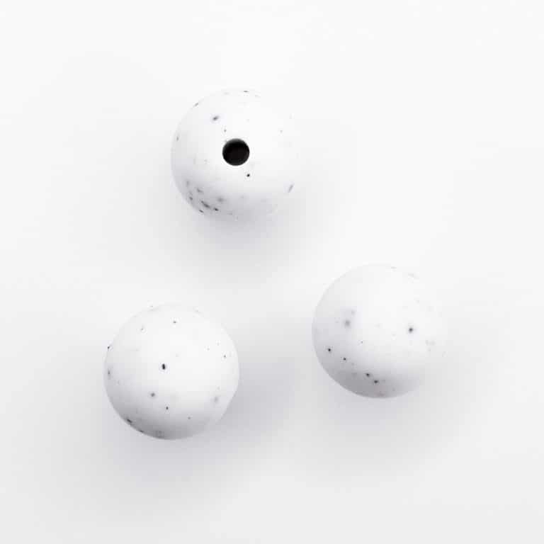 Silcon Perle 12 mm speckle weiß Großhandel Tasche Anhänger mit Namen machen es selbst