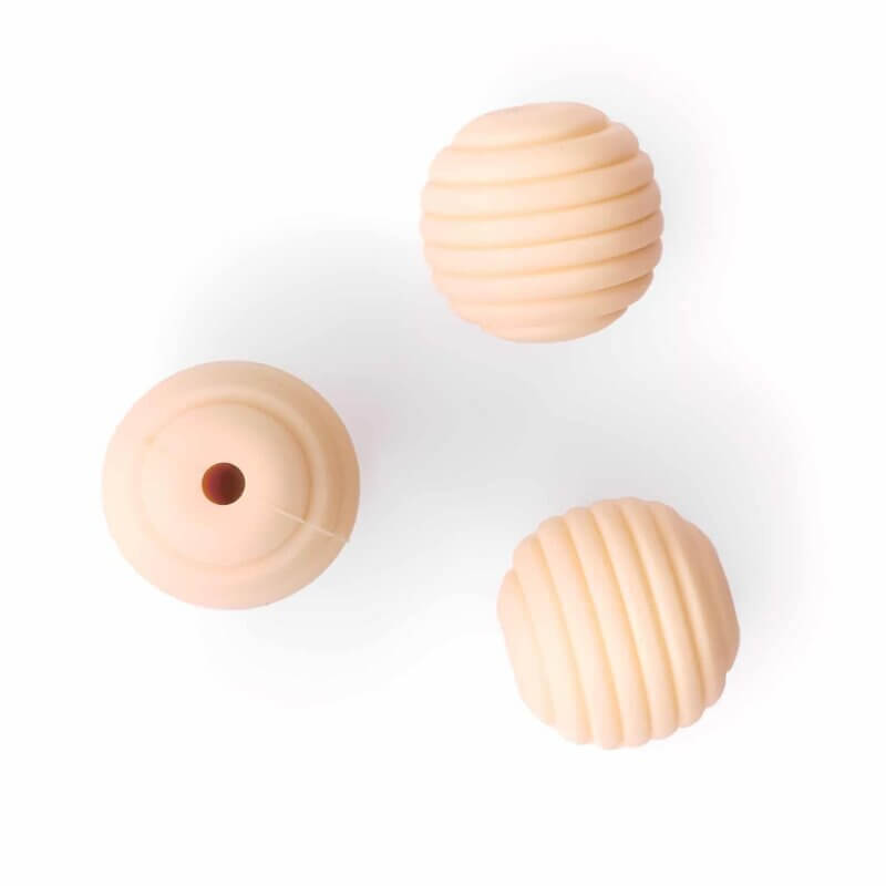 Silicone bead bpa free Honeycomb 16 mm apricot