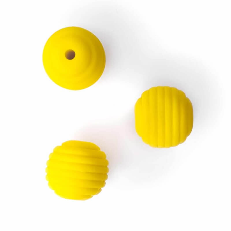 Silicone bead bpa free Honeycomb 16 mm Bright Yellow