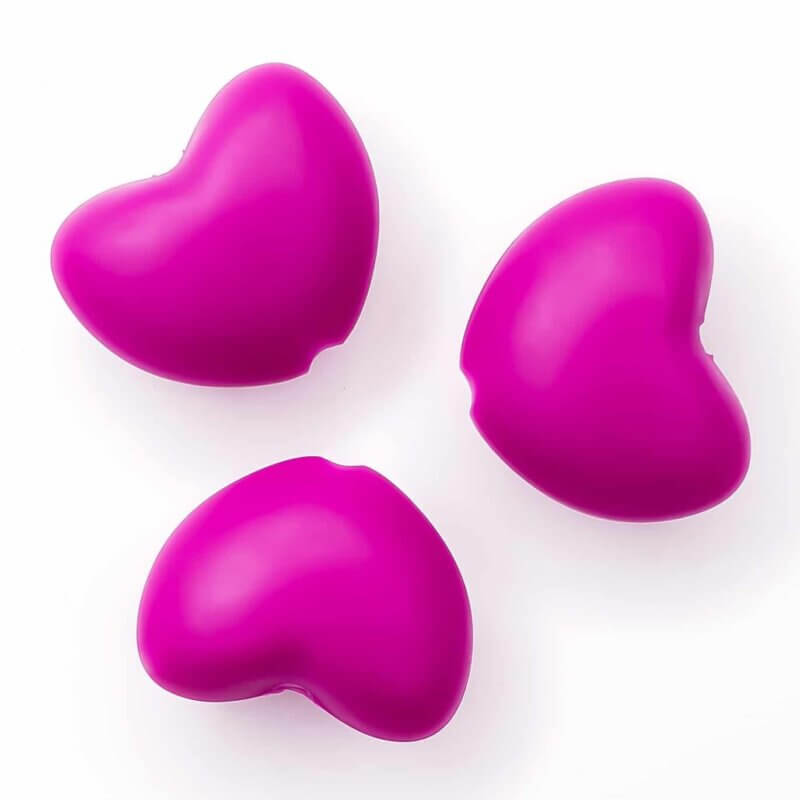 Silicone bead heart bpa free cyclamen pink