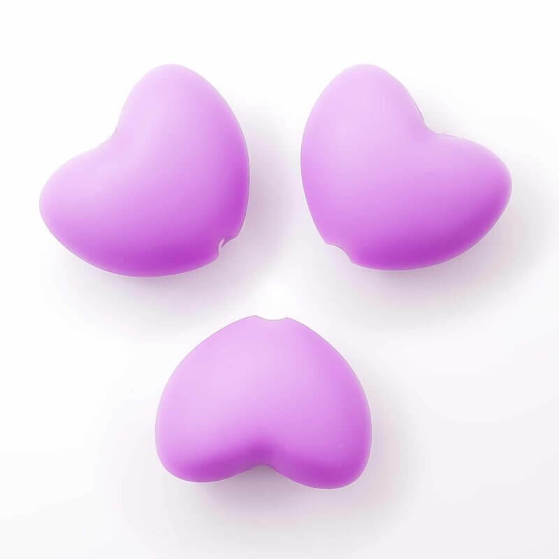 Silicone bead heart bpa free purple