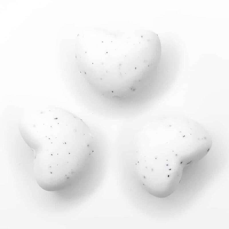Silicone bead heart bpa free speckle white
