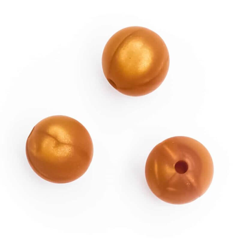 Perle de silicone or métallique marron 12 mm