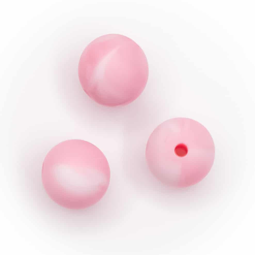 Siliconen kralen 12 mm bpa vrij baby veilig speenkoord marmer diep roze