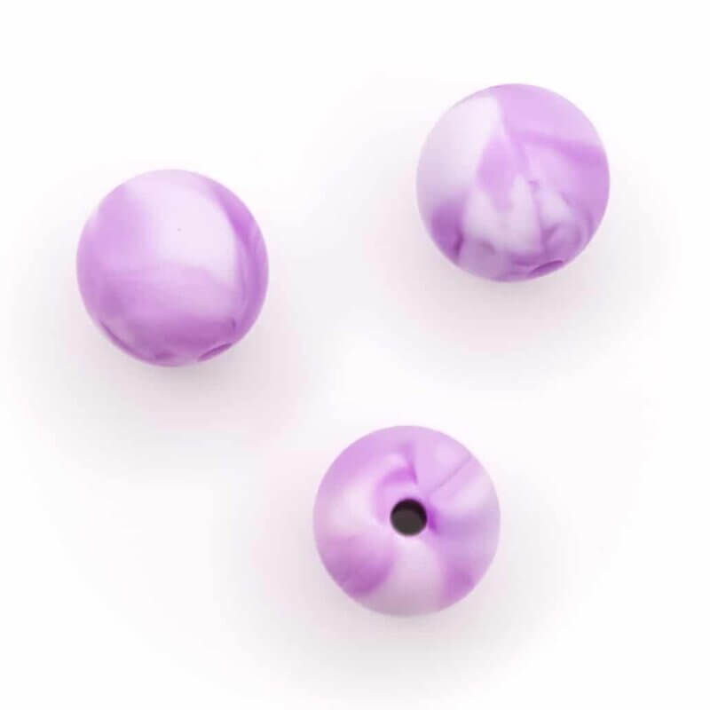 Perles en silicone 12 mm bpa free baby safe dummy cord marble swirl purple white