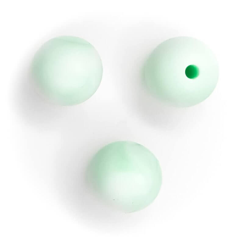 Perles en silicone 12 mm bpa free baby safe dummy cord mint green swirl
