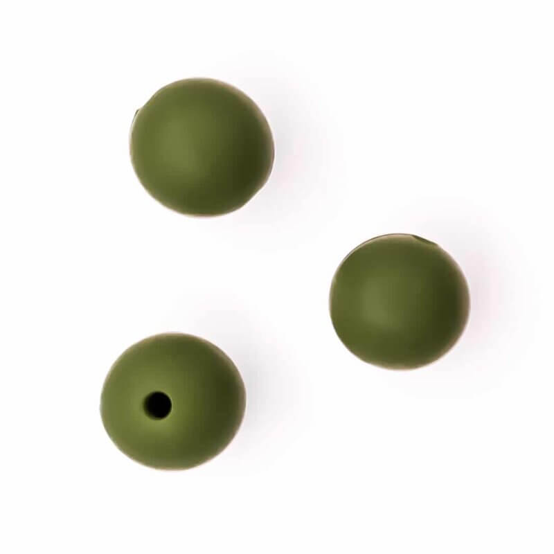 Silicone beads 12 mm bpa free baby safe pacifier cord moss green