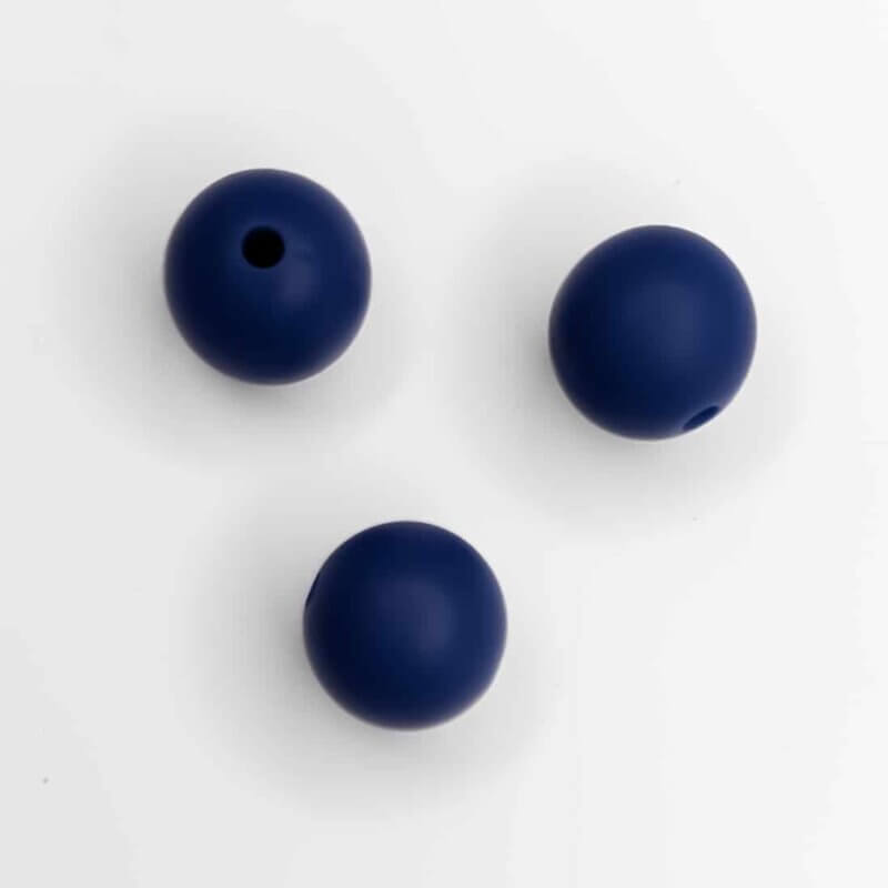 Silicone beads 9 mm - Round - Navy Blue
