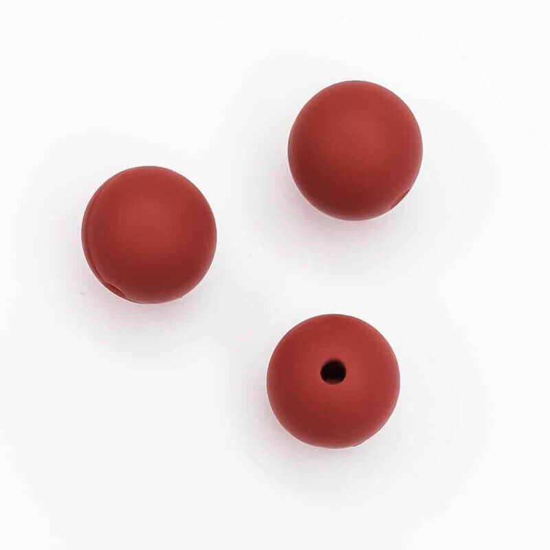 Silicone beads 9 mm - Round - Rust Red