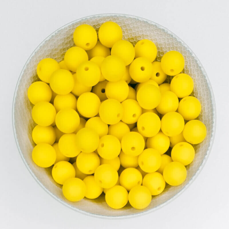 Silicone beads 12 mm bright yellow bag pendant baby safe
