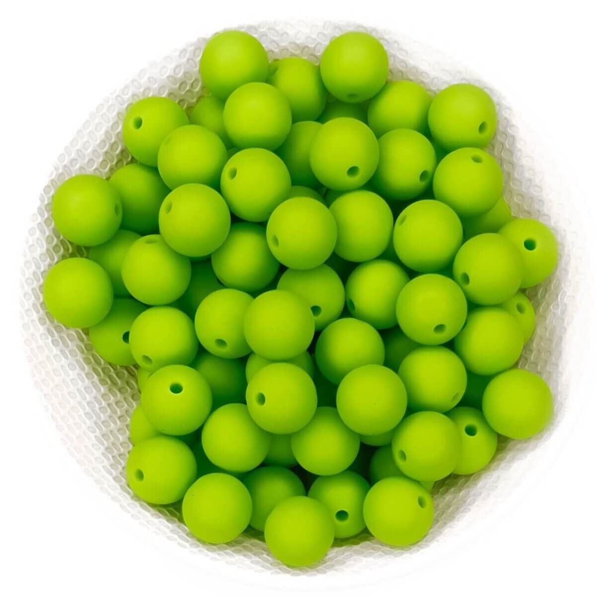 Silicone beads 12 mm bright green bpa free wholesale