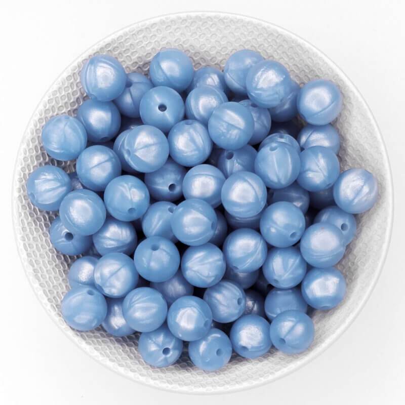 Silicone beads 12 mm metallic steel blue bpa free wholesale