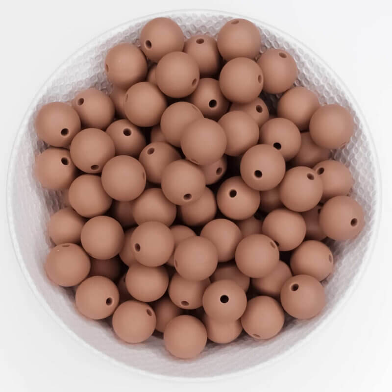 Silicone beads 12 mm milk chocolate bpa free wholesale
