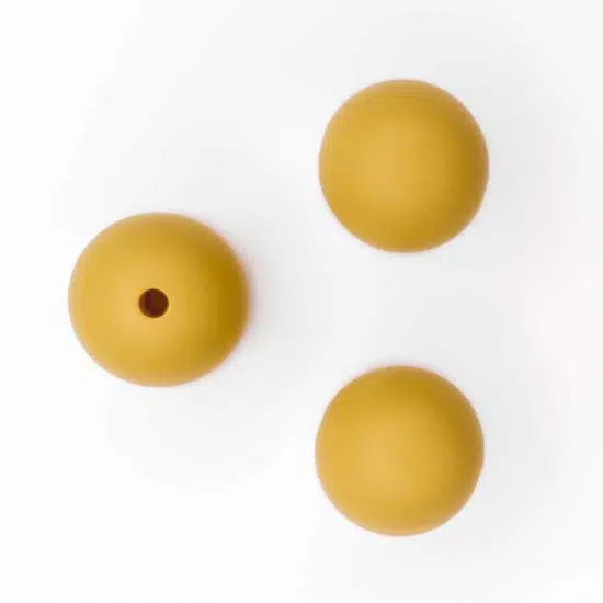Siliconen kralen 15 mm bpa vrij baby veilig speenkoord oker geel