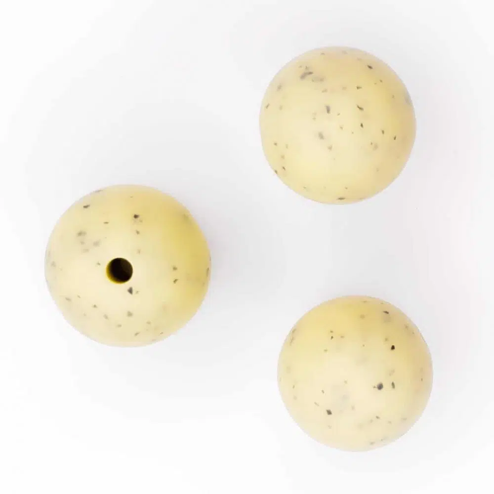 Siliconen kralen 15 mm bpa vrij baby veilig speenkoord spikkel licht geel