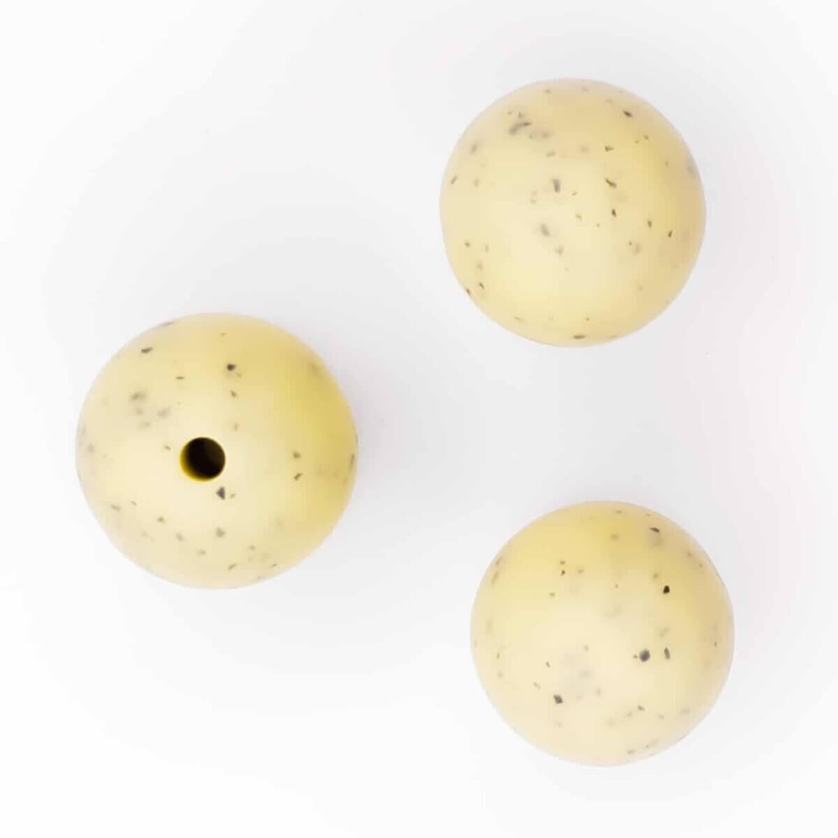 Silicone beads 15 mm bpa free baby safe pacifier cord speckle light yellow